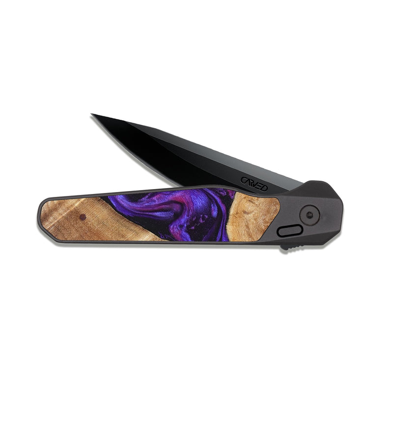 EDC Dark Slate Wood Pocket Knife - Aleah (Purple, 823962)