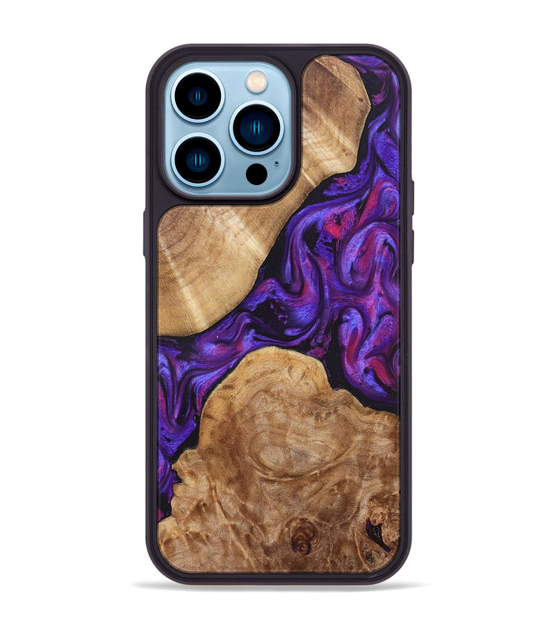iPhone 14 Pro Max Wood Phone Case - Aleah (Purple, 823962)
