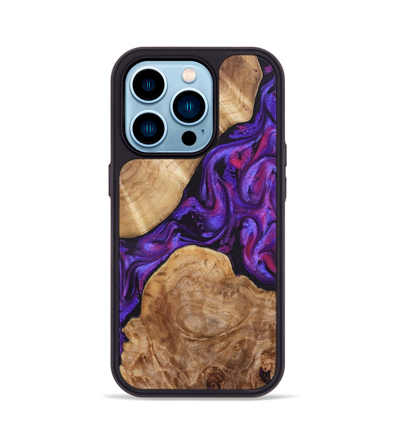 iPhone 14 Pro Wood Phone Case - Aleah (Purple, 823962)