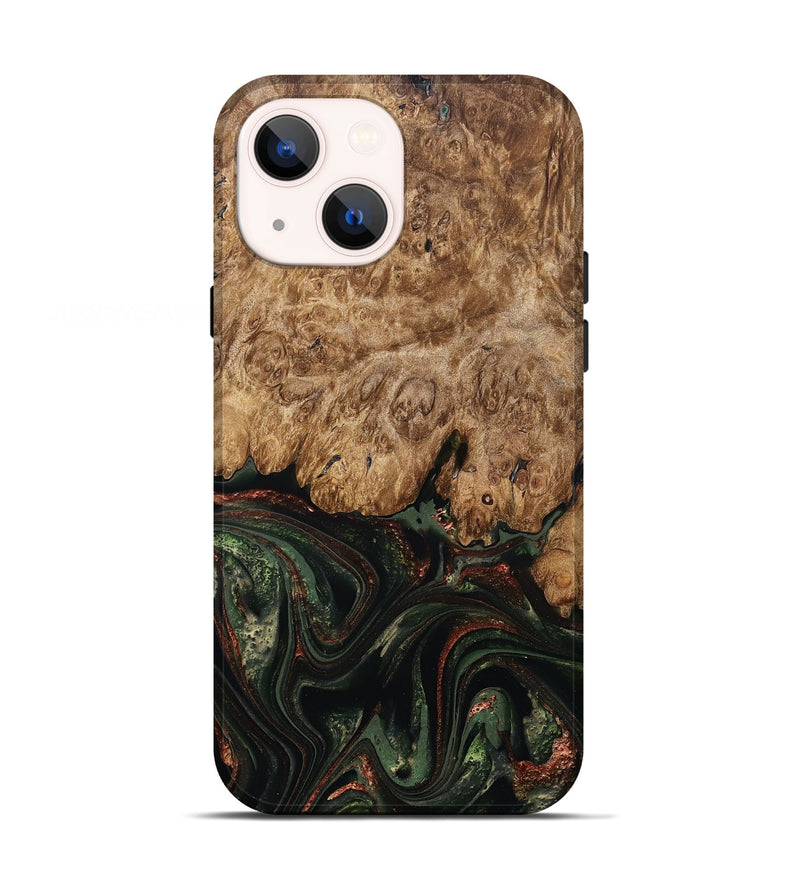 iPhone 13 Wood Live Edge Phone Case - Ariah (Green, 823973)