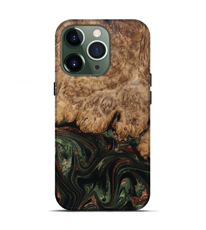iPhone 13 Pro Wood Live Edge Phone Case - Ariah (Green, 823973)