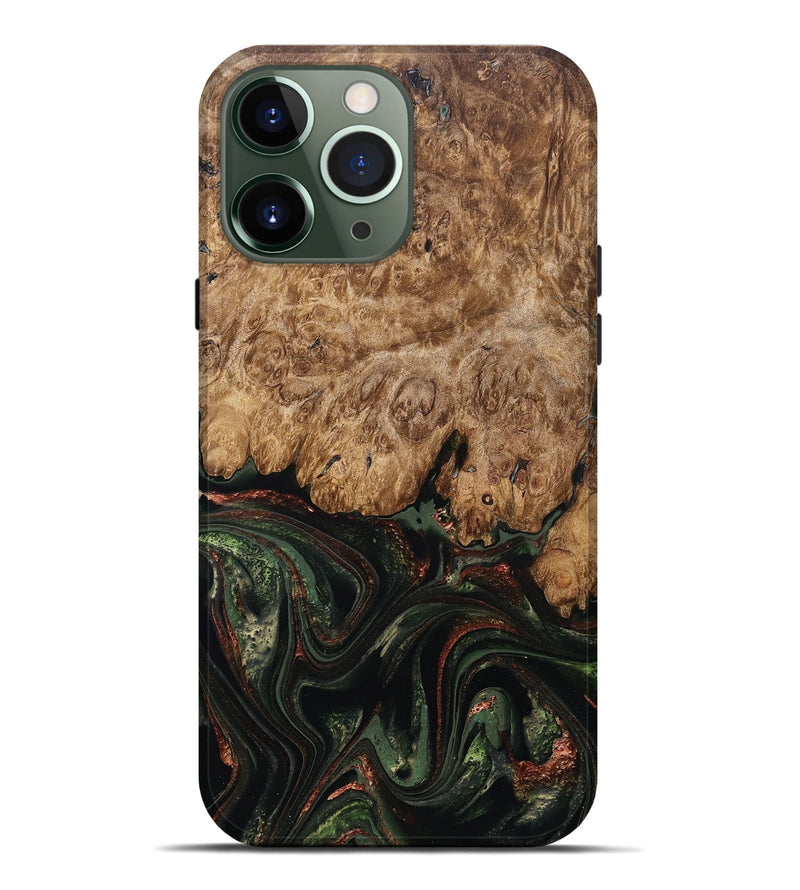 iPhone 13 Pro Max Wood Live Edge Phone Case - Ariah (Green, 823973)