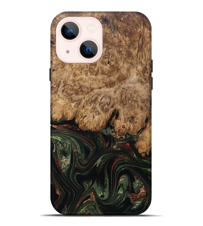 iPhone 14 Plus Wood Live Edge Phone Case - Ariah (Green, 823973)