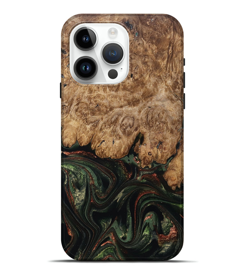 iPhone 15 Pro Max Wood Live Edge Phone Case - Ariah (Green, 823973)