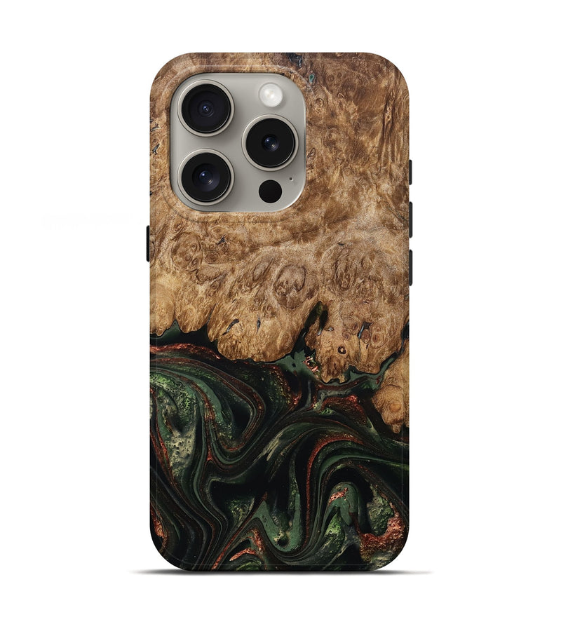 iPhone 16 Pro Wood Live Edge Phone Case - Ariah (Green, 823973)