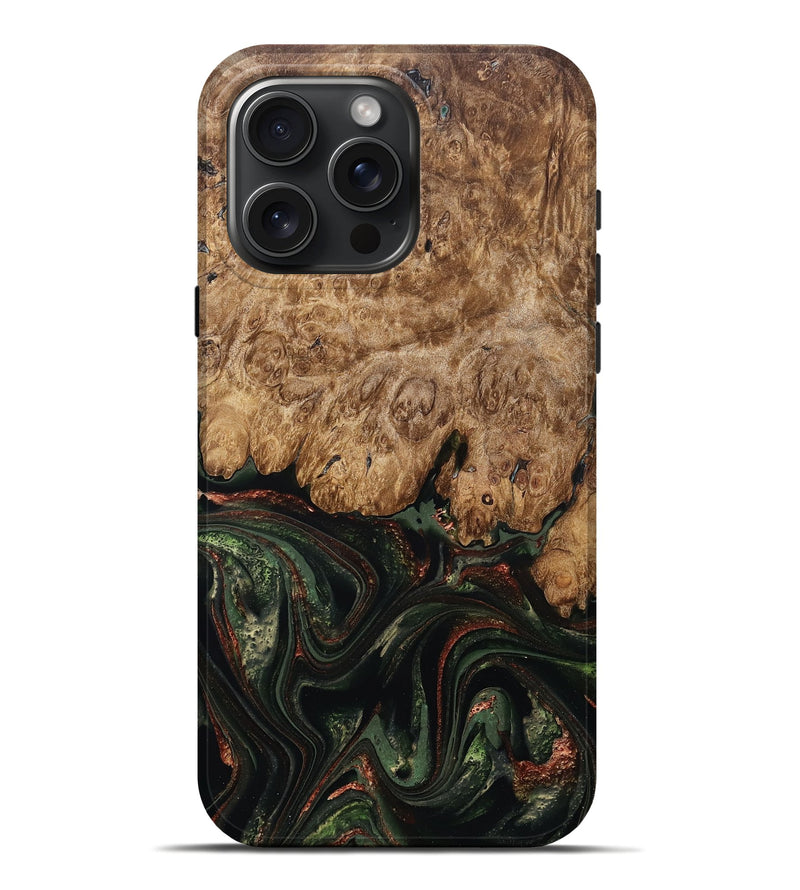 iPhone 16 Pro Max Wood Live Edge Phone Case - Ariah (Green, 823973)