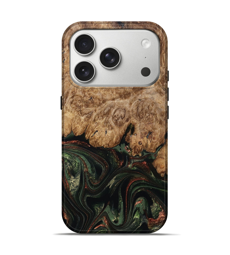 iPhone 17 Pro Wood Live Edge Phone Case - Ariah (Green, 823973)