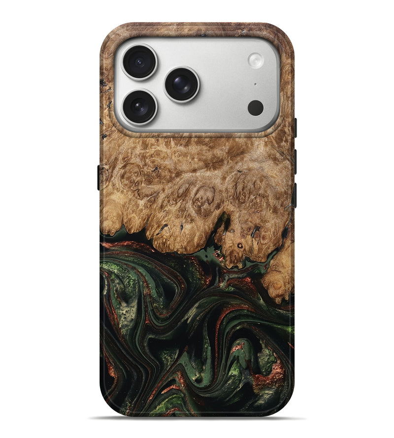 iPhone 17 Pro Max Wood Live Edge Phone Case - Ariah (Green, 823973)