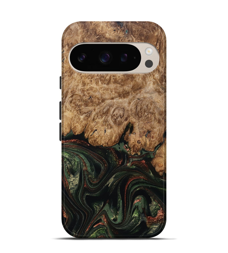 Pixel 9 Pro Wood Live Edge Phone Case - Ariah (Green, 823973)