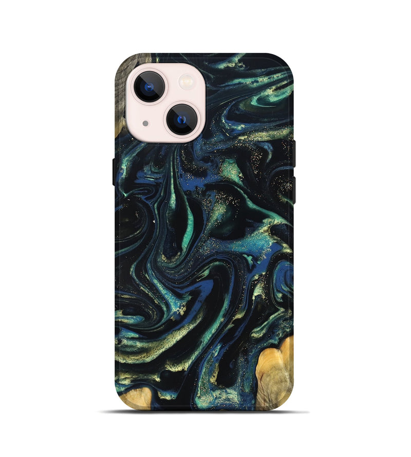 iPhone 13 mini Wood Live Edge Phone Case - Zada (Green, 823976)