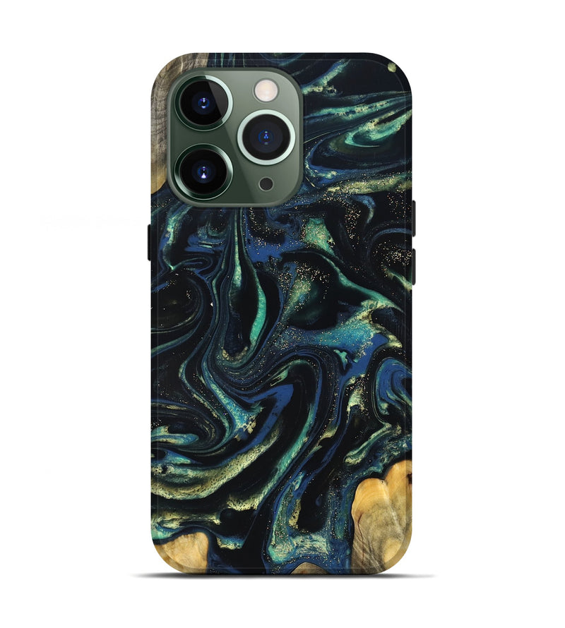 iPhone 13 Pro Wood Live Edge Phone Case - Zada (Green, 823976)