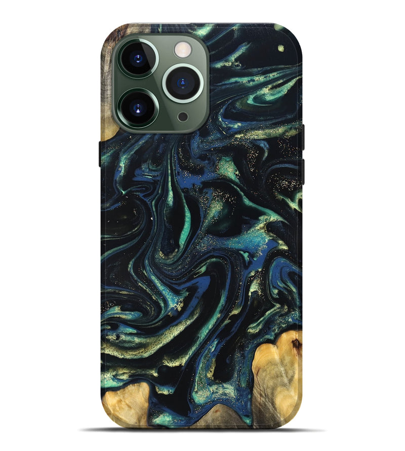 iPhone 13 Pro Max Wood Live Edge Phone Case - Zada (Green, 823976)