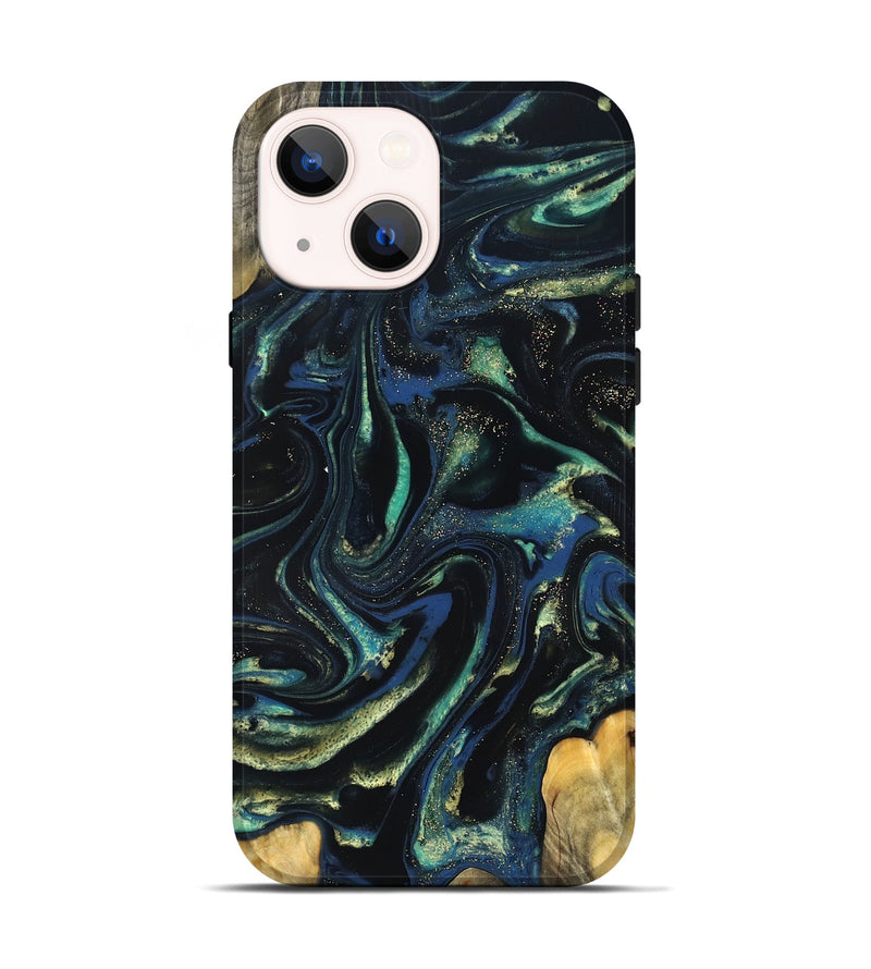 iPhone 14 Wood Live Edge Phone Case - Zada (Green, 823976)
