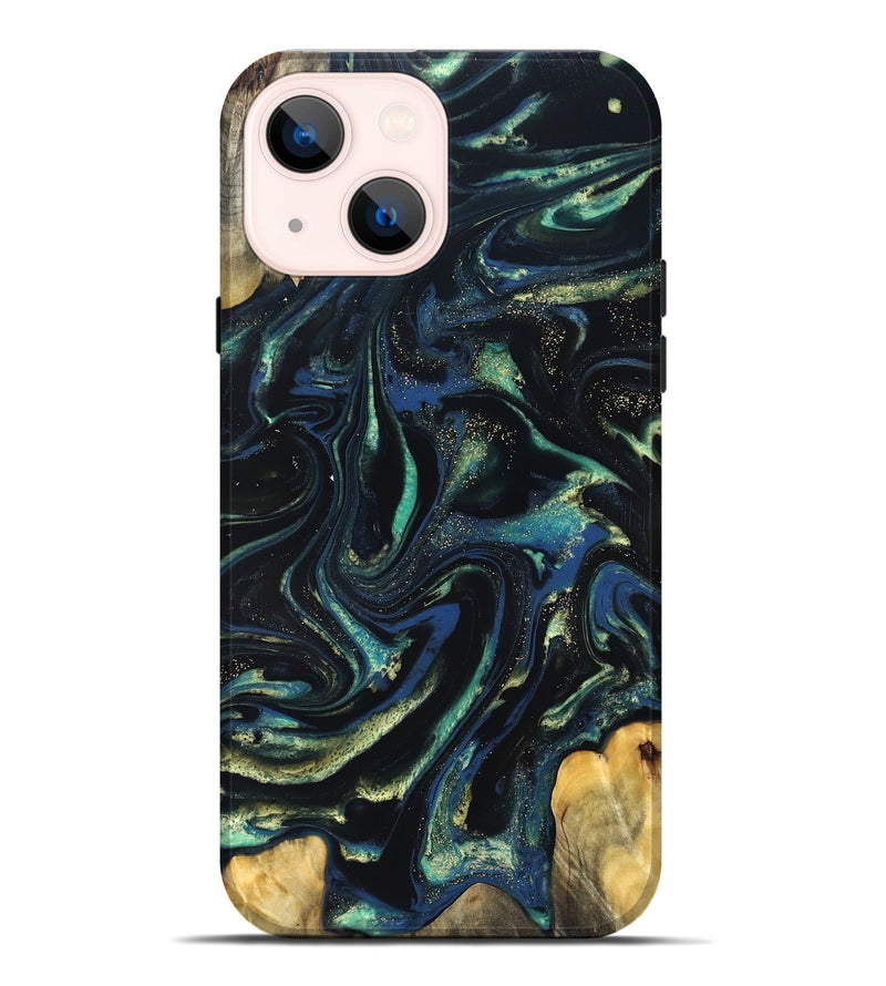 iPhone 14 Plus Wood Live Edge Phone Case - Zada (Green, 823976)