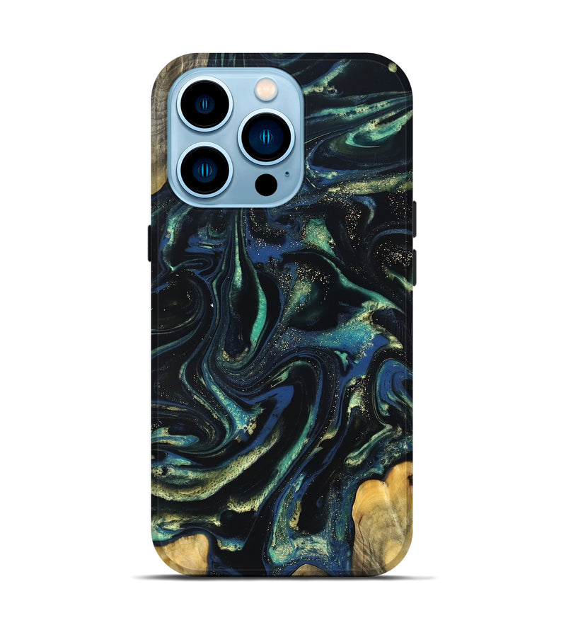 iPhone 14 Pro Wood Live Edge Phone Case - Zada (Green, 823976)