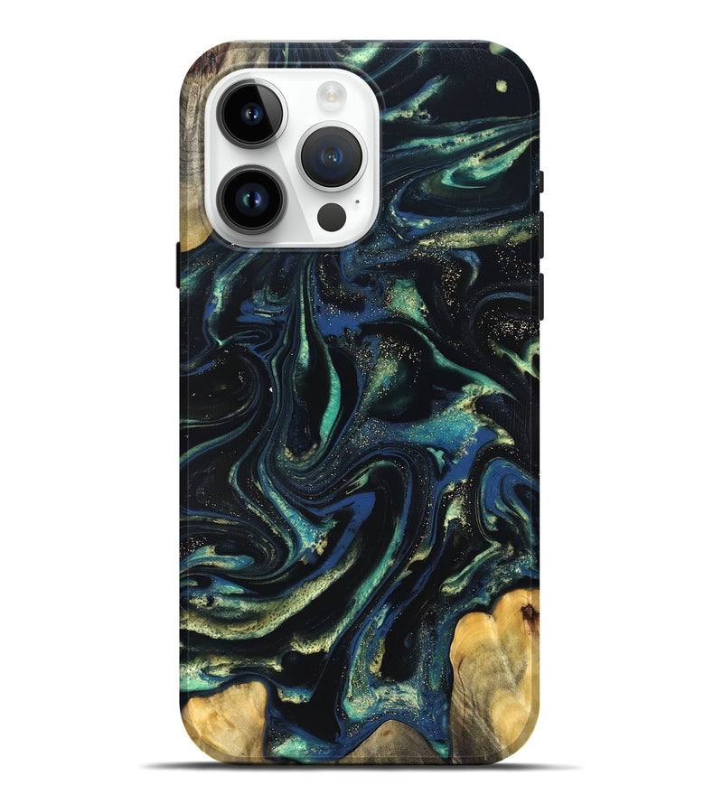 iPhone 15 Pro Max Wood Live Edge Phone Case - Zada (Green, 823976)