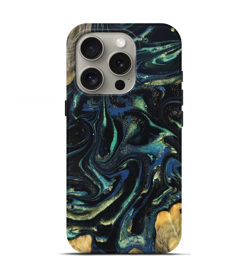 iPhone 16 Pro Wood Live Edge Phone Case - Zada (Green, 823976)
