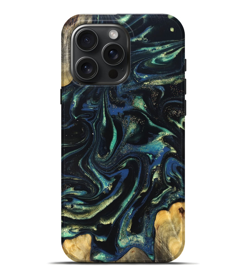 iPhone 16 Pro Max Wood Live Edge Phone Case - Zada (Green, 823976)
