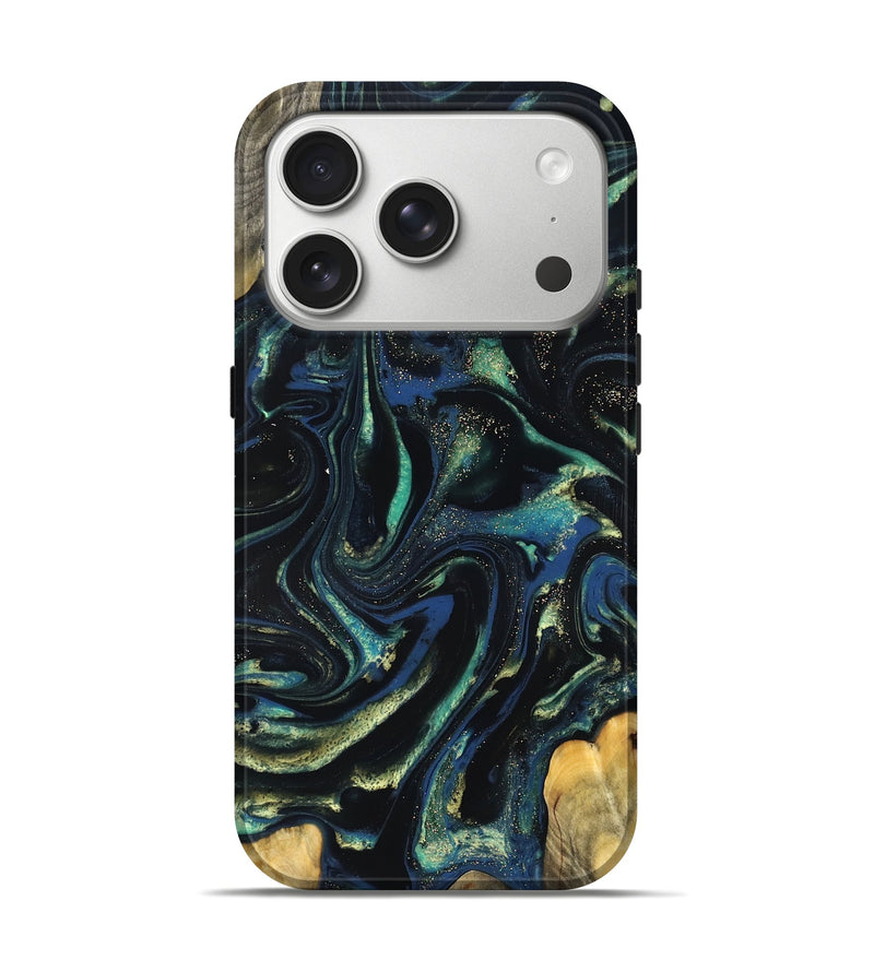 iPhone 17 Pro Wood Live Edge Phone Case - Zada (Green, 823976)