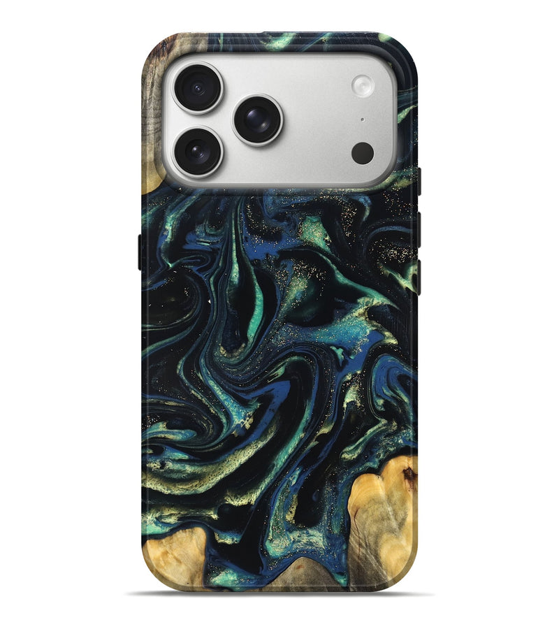 iPhone 17 Pro Max Wood Live Edge Phone Case - Zada (Green, 823976)