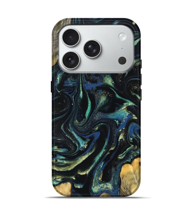 iPhone 18 Pro Wood Live Edge Phone Case - Zada (Green, 823976)