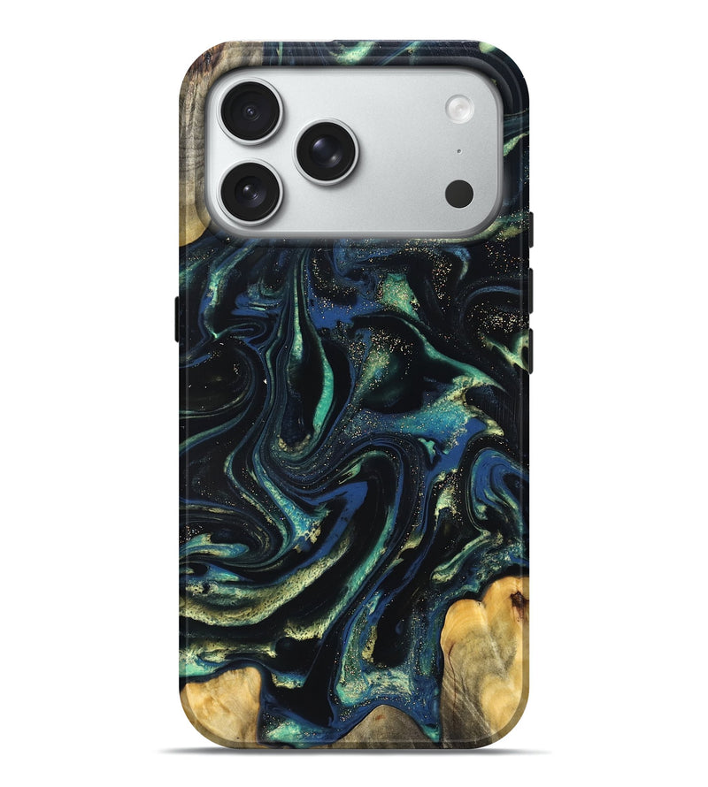 iPhone 18 Pro Max Wood Live Edge Phone Case - Zada (Green, 823976)