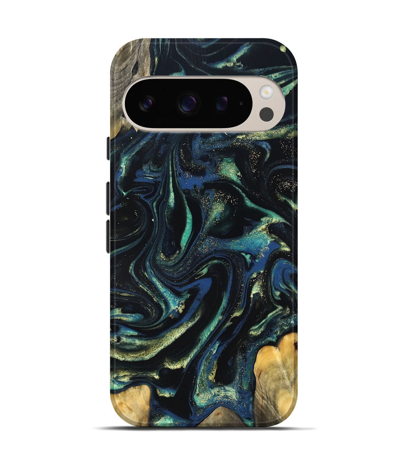Pixel 9 Wood Live Edge Phone Case - Zada (Green, 823976)