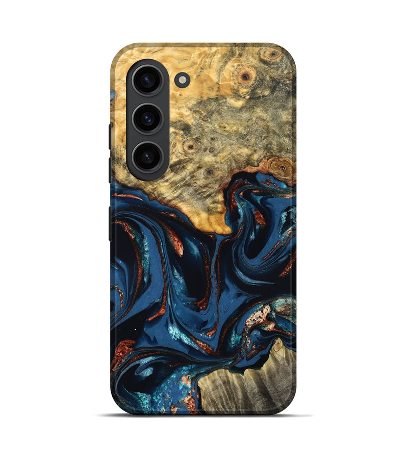 Galaxy S23 Wood Live Edge Phone Case - Leyla (Teal & Gold, 823977)