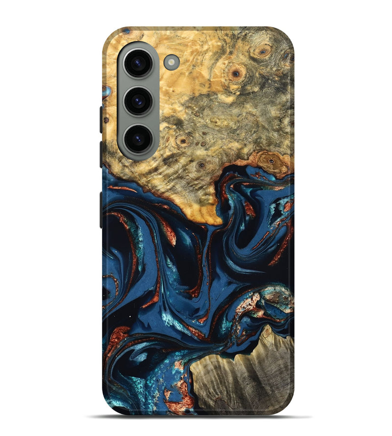 Galaxy S23 Plus Wood Live Edge Phone Case - Leyla (Teal & Gold, 823977)