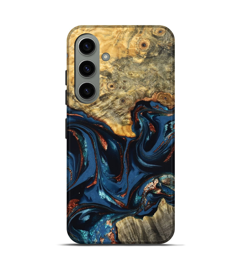 Galaxy S24 Wood Live Edge Phone Case - Leyla (Teal & Gold, 823977)