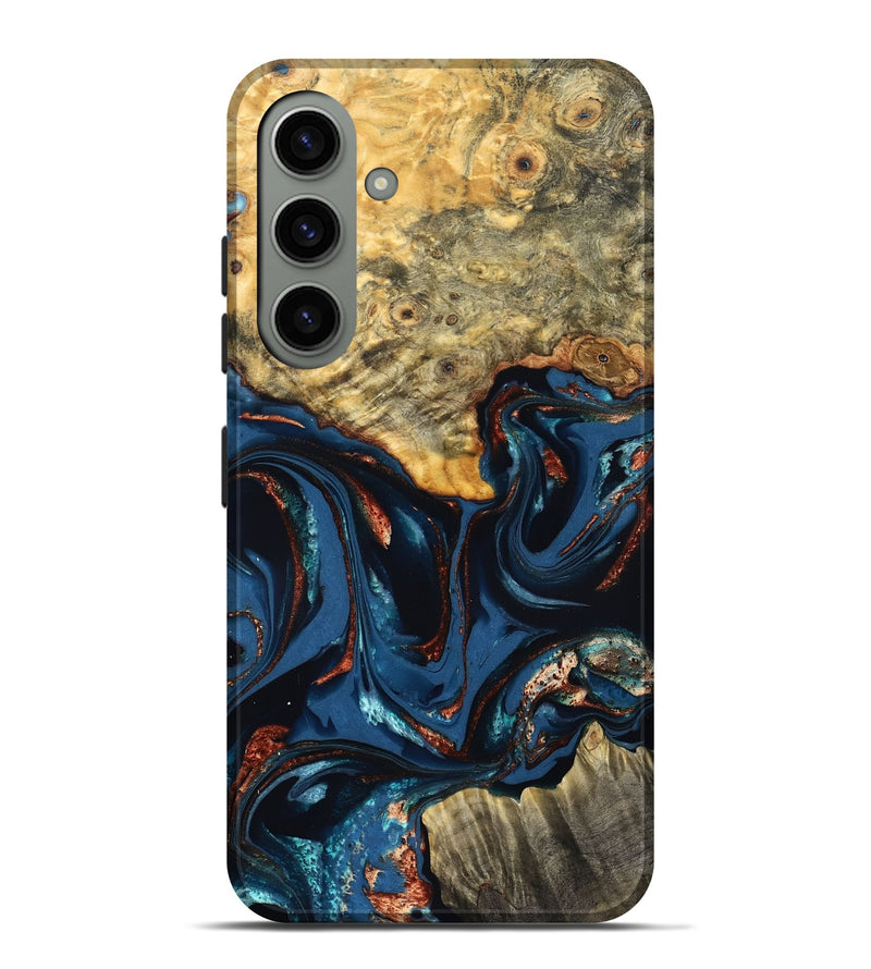 Galaxy S24 Plus Wood Live Edge Phone Case - Leyla (Teal & Gold, 823977)