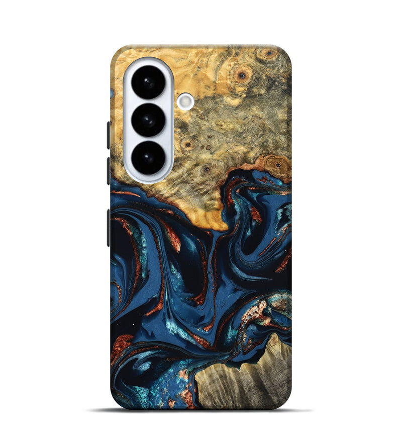 Galaxy S26 Wood Live Edge Phone Case - Leyla (Teal & Gold, 823977)