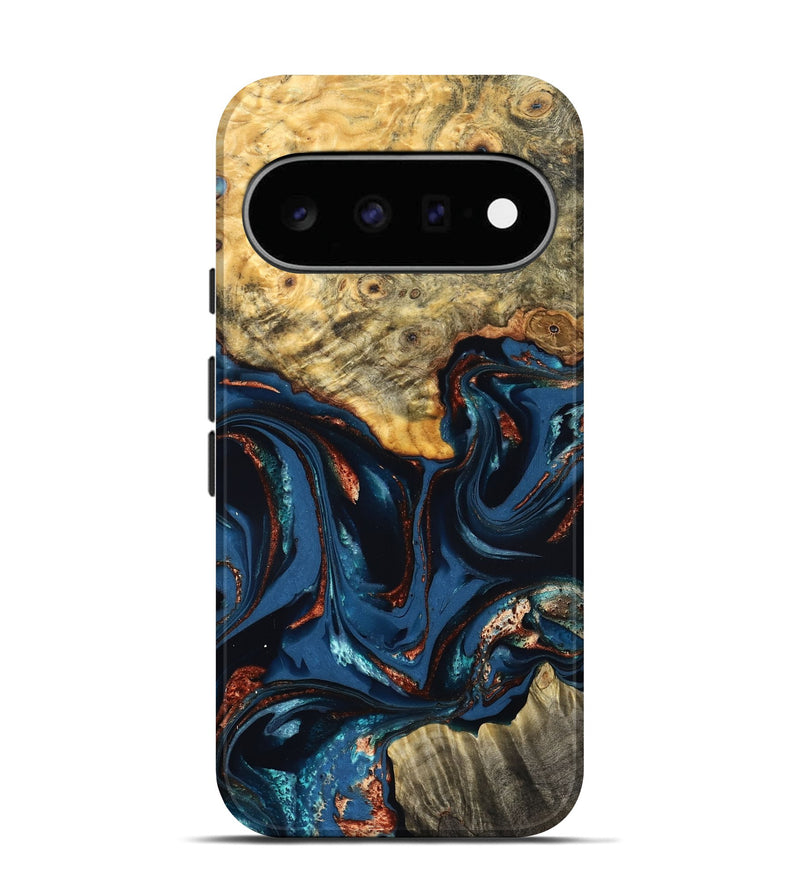 Pixel 11 Wood Live Edge Phone Case - Leyla (Teal & Gold, 823977)