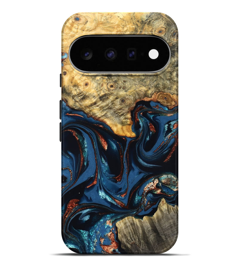 Pixel 11 Pro XL Wood Live Edge Phone Case - Leyla (Teal & Gold, 823977)
