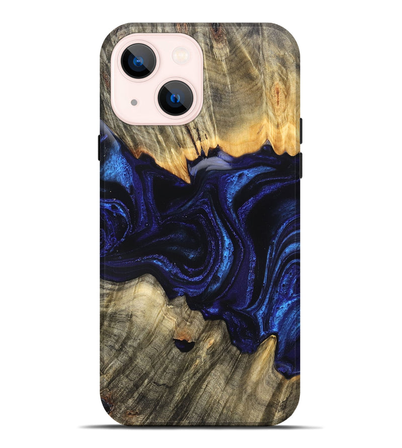 iPhone 14 Plus Wood Live Edge Phone Case - Rollie (Blue, 823991)