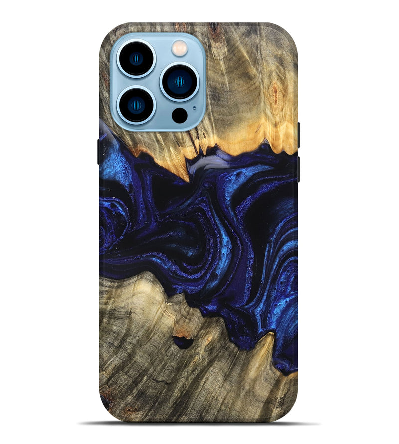 iPhone 14 Pro Max Wood Live Edge Phone Case - Rollie (Blue, 823991)