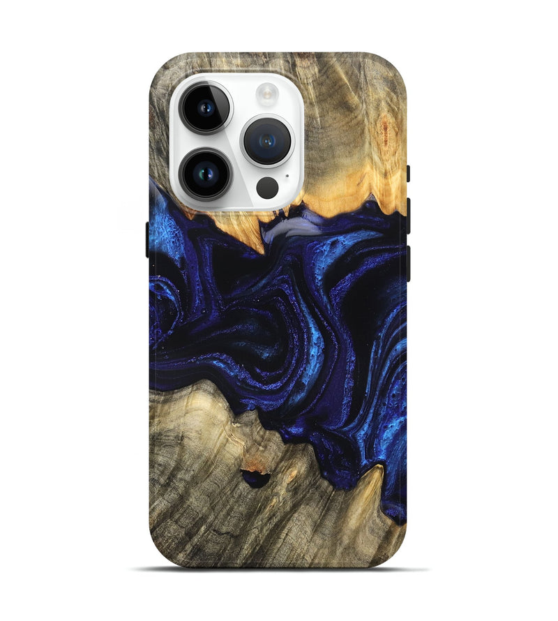 iPhone 15 Pro Wood Live Edge Phone Case - Rollie (Blue, 823991)
