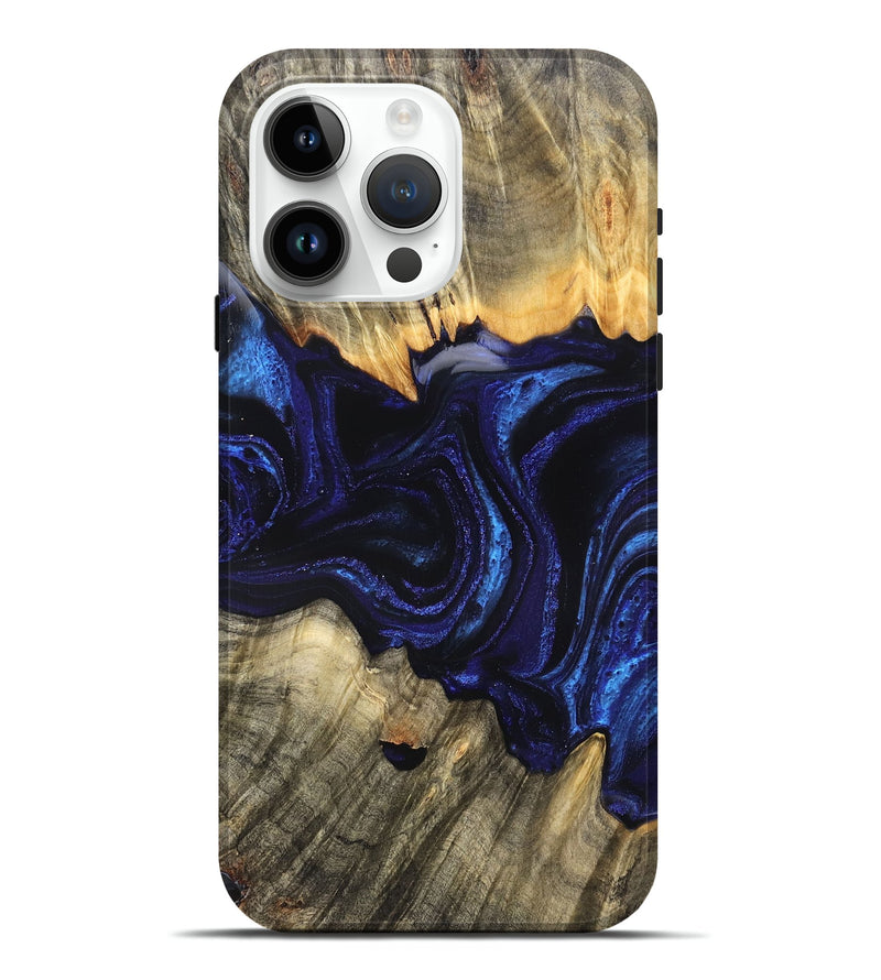 iPhone 15 Pro Max Wood Live Edge Phone Case - Rollie (Blue, 823991)