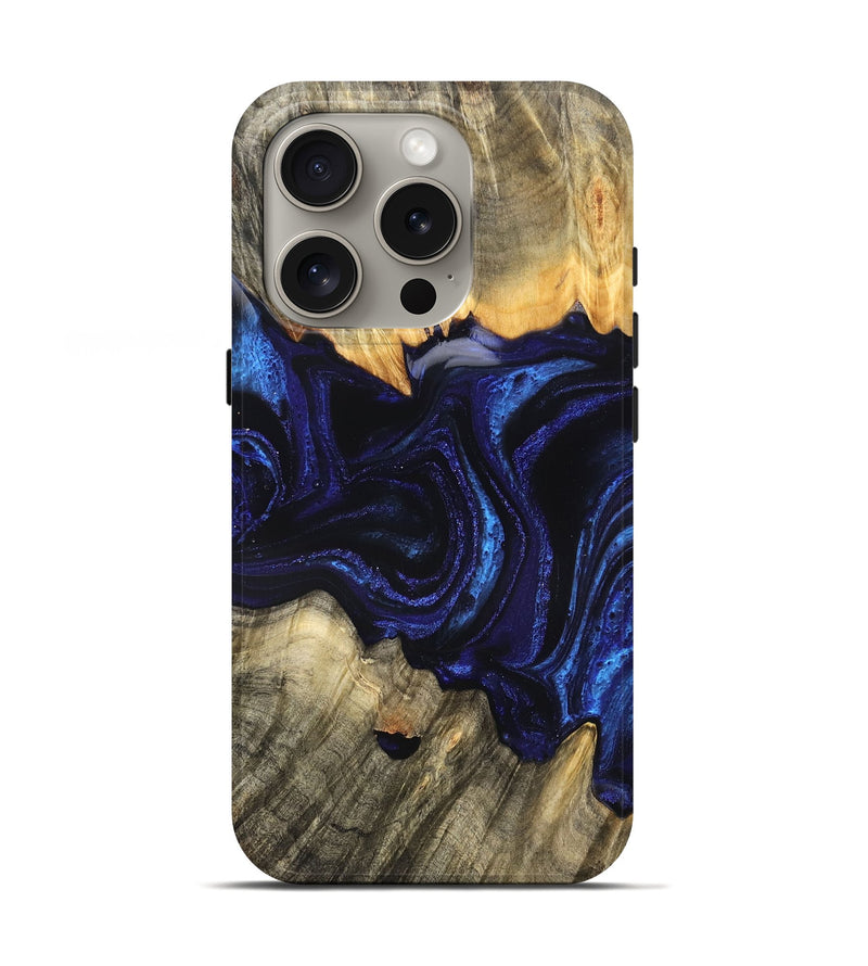 iPhone 16 Pro Wood Live Edge Phone Case - Rollie (Blue, 823991)