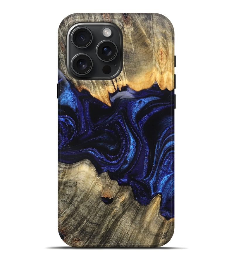 iPhone 16 Pro Max Wood Live Edge Phone Case - Rollie (Blue, 823991)