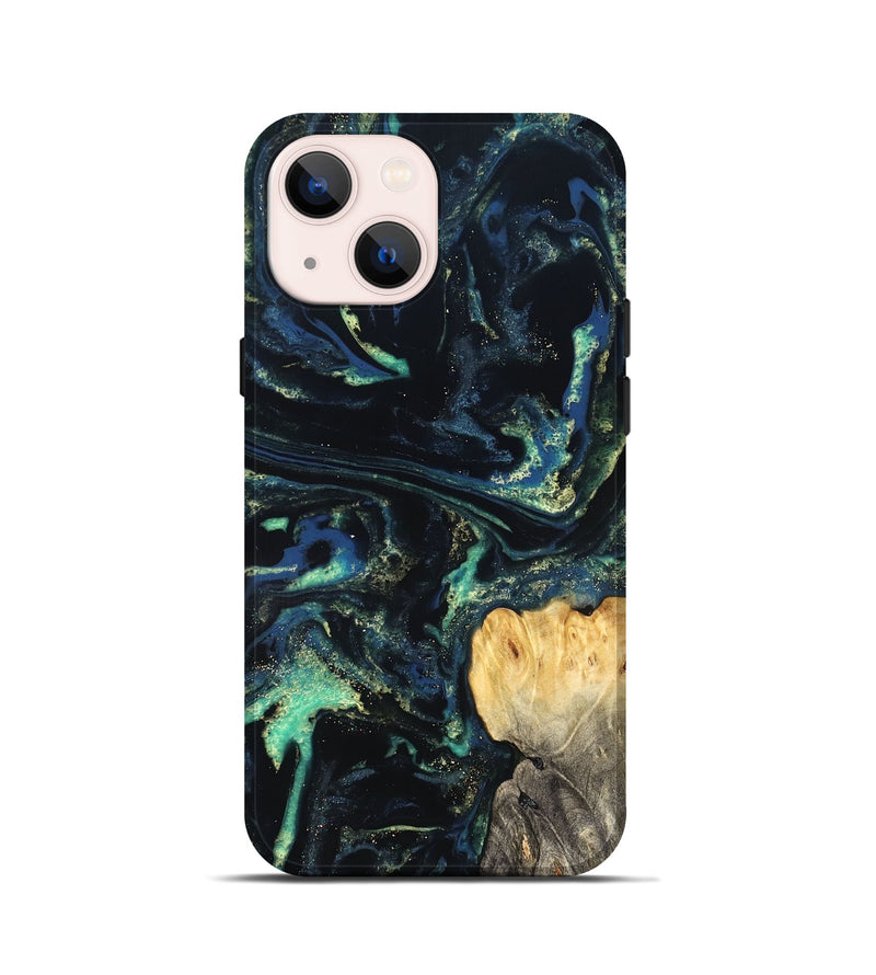 iPhone 13 mini Wood Live Edge Phone Case - Adelina (Blue, 823993)