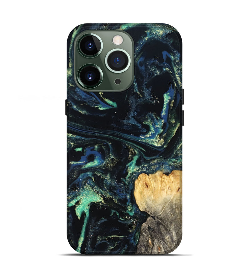 iPhone 13 Pro Wood Live Edge Phone Case - Adelina (Blue, 823993)
