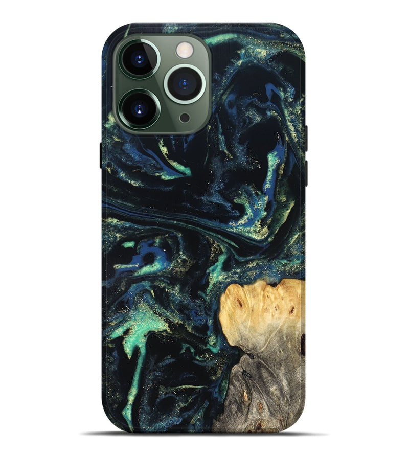 iPhone 13 Pro Max Wood Live Edge Phone Case - Adelina (Blue, 823993)