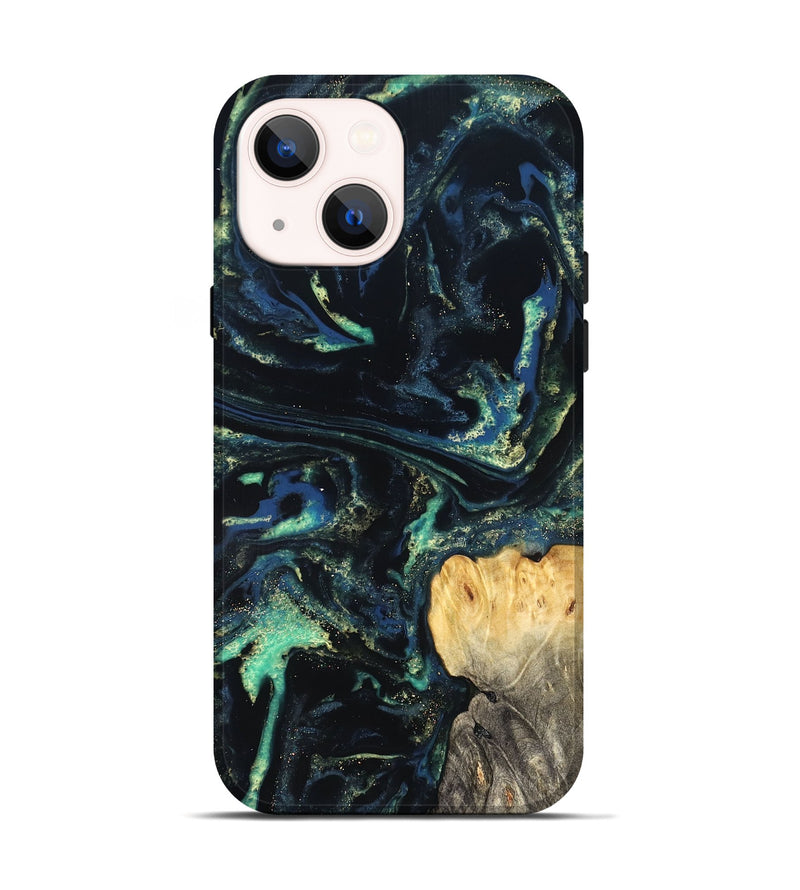 iPhone 14 Wood Live Edge Phone Case - Adelina (Blue, 823993)