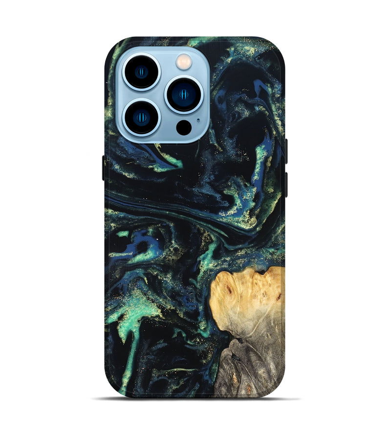 iPhone 14 Pro Wood Live Edge Phone Case - Adelina (Blue, 823993)
