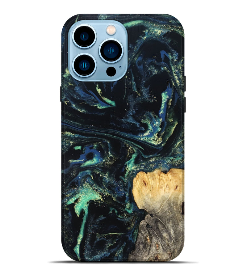 iPhone 14 Pro Max Wood Live Edge Phone Case - Adelina (Blue, 823993)
