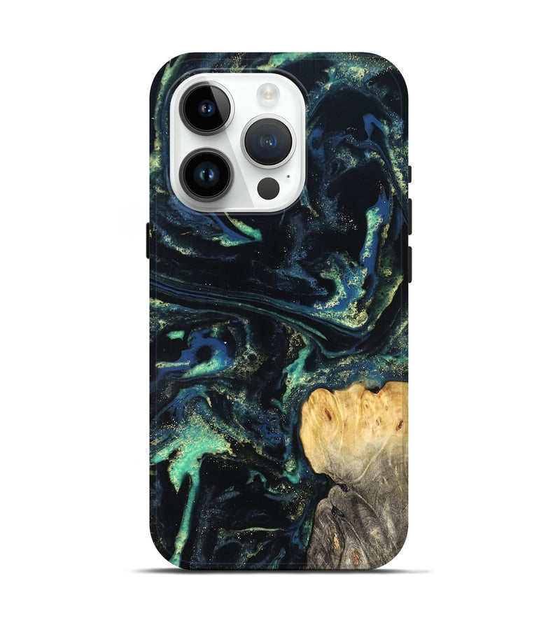 iPhone 15 Pro Wood Live Edge Phone Case - Adelina (Blue, 823993)