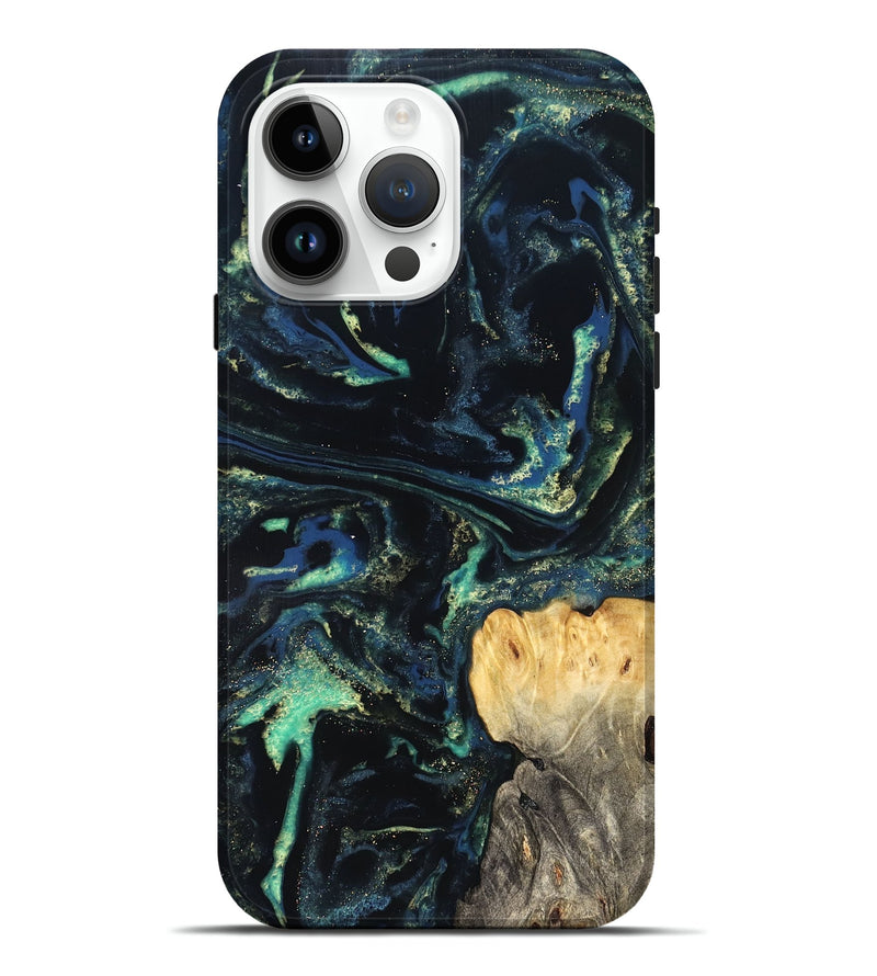 iPhone 15 Pro Max Wood Live Edge Phone Case - Adelina (Blue, 823993)