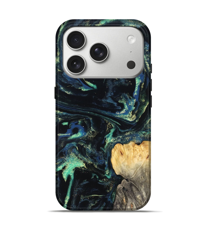 iPhone 17 Pro Wood Live Edge Phone Case - Adelina (Blue, 823993)