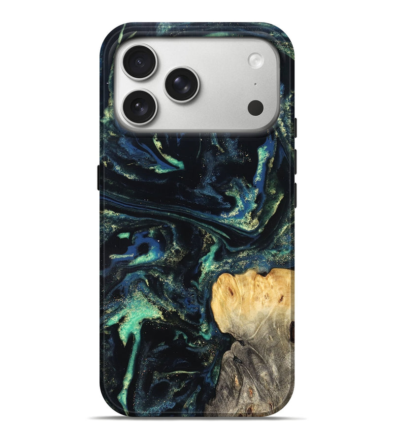 iPhone 17 Pro Max Wood Live Edge Phone Case - Adelina (Blue, 823993)